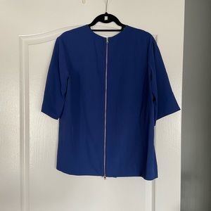 Everlane blue exposed back zipper on back blouse
